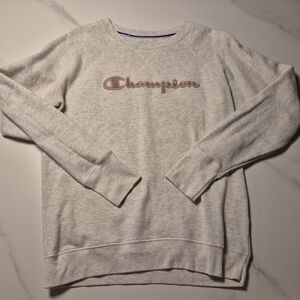 Champion Women's Light Gray Crewneck Sweater